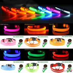 LED Adjustable Dog Collar Blinking Flashing Light Up Glow Pets Safety Waterproof - Shop Rite Pro