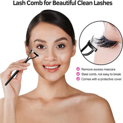 Eyelash Curlers Kit for Women W Lash Curler, Eyelash Comb Seperator, 3 In1 Mascara Brushes, Eyelash Extension Tweezers, Foldable Eyebrow Brush and Comb, 6 Silicone Refills Pads for Natural Eyelashes