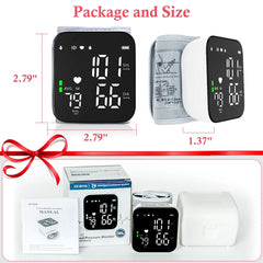 Blood Pressure Monitor, Wrist Pressure LCD Display Automatic Voice Pulsometer Sphygmomanometer, Rechargable Heart Health BP Monitor for Home Travel Use,White