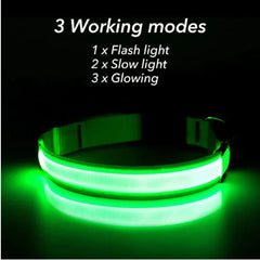 LED Adjustable Dog Collar Blinking Flashing Light Up Glow Pets Safety Waterproof - Shop Rite Pro