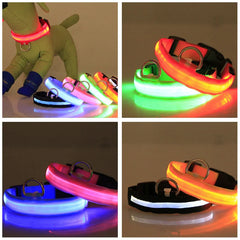 LED Adjustable Dog Collar Blinking Flashing Light Up Glow Pets Safety Waterproof - Shop Rite Pro